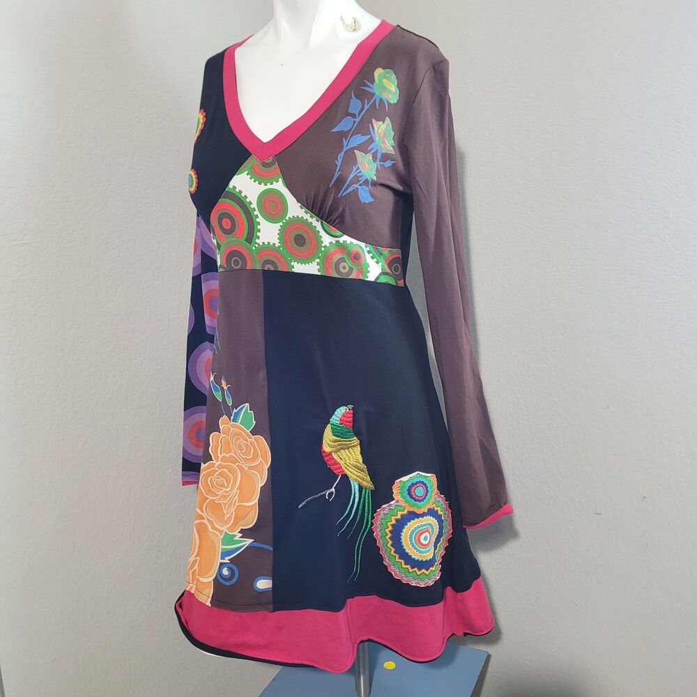Bella Carra by Biz Small dress embroidered patchwork flower geometric flower